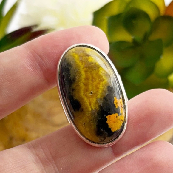 Sterling Silver 925 Bumblebee Jasper Bumble Bee Jasper Ring Size 9 New - Picture 3 of 9